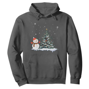 Christmas Snowman Hoodie Funny Snowmen With Christmas Tree TS12 Dark Heather Print Your Wear