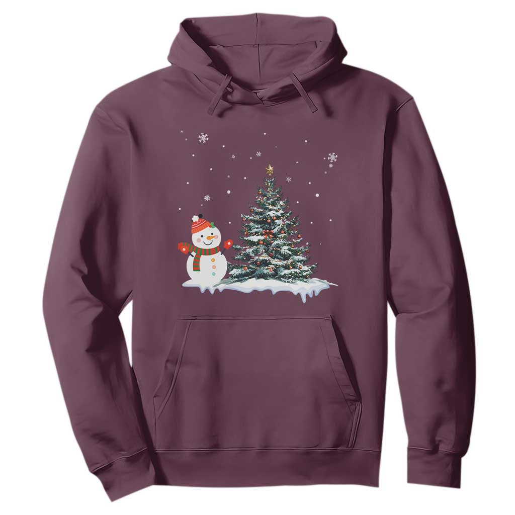 Christmas Snowman Hoodie Funny Snowmen With Christmas Tree TS12 Maroon Print Your Wear