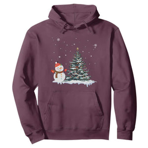 Christmas Snowman Hoodie Funny Snowmen With Christmas Tree TS12 Maroon Print Your Wear