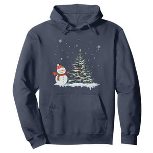 Christmas Snowman Hoodie Funny Snowmen With Christmas Tree TS12 Navy Print Your Wear