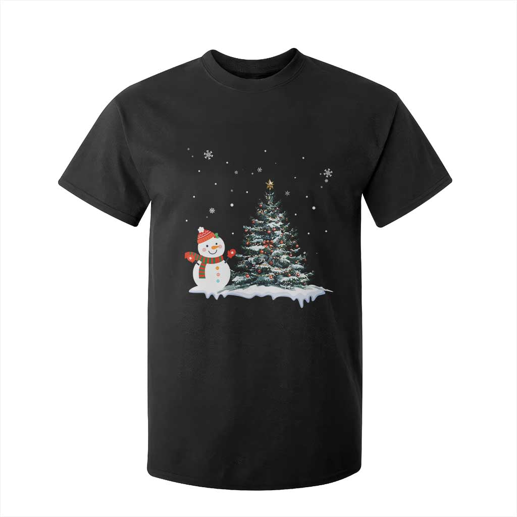 Christmas Snowman T Shirt For Kid Funny Snowmen With Christmas Tree TS12 Black Print Your Wear