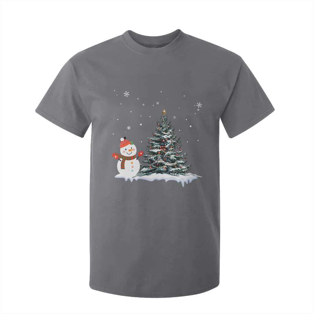 Christmas Snowman T Shirt For Kid Funny Snowmen With Christmas Tree TS12 Charcoal Print Your Wear