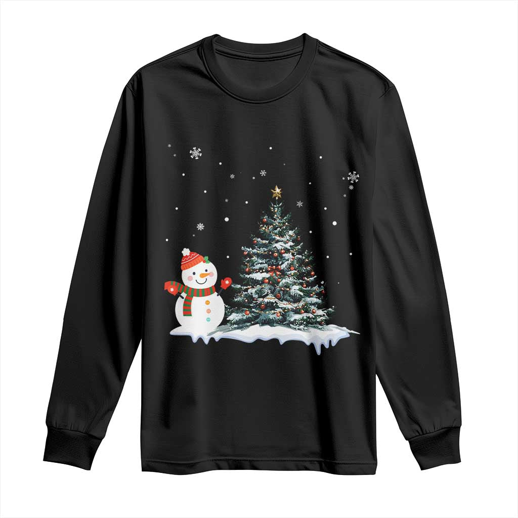 Christmas Snowman Long Sleeve Shirt Funny Snowmen With Christmas Tree TS12 Black Print Your Wear