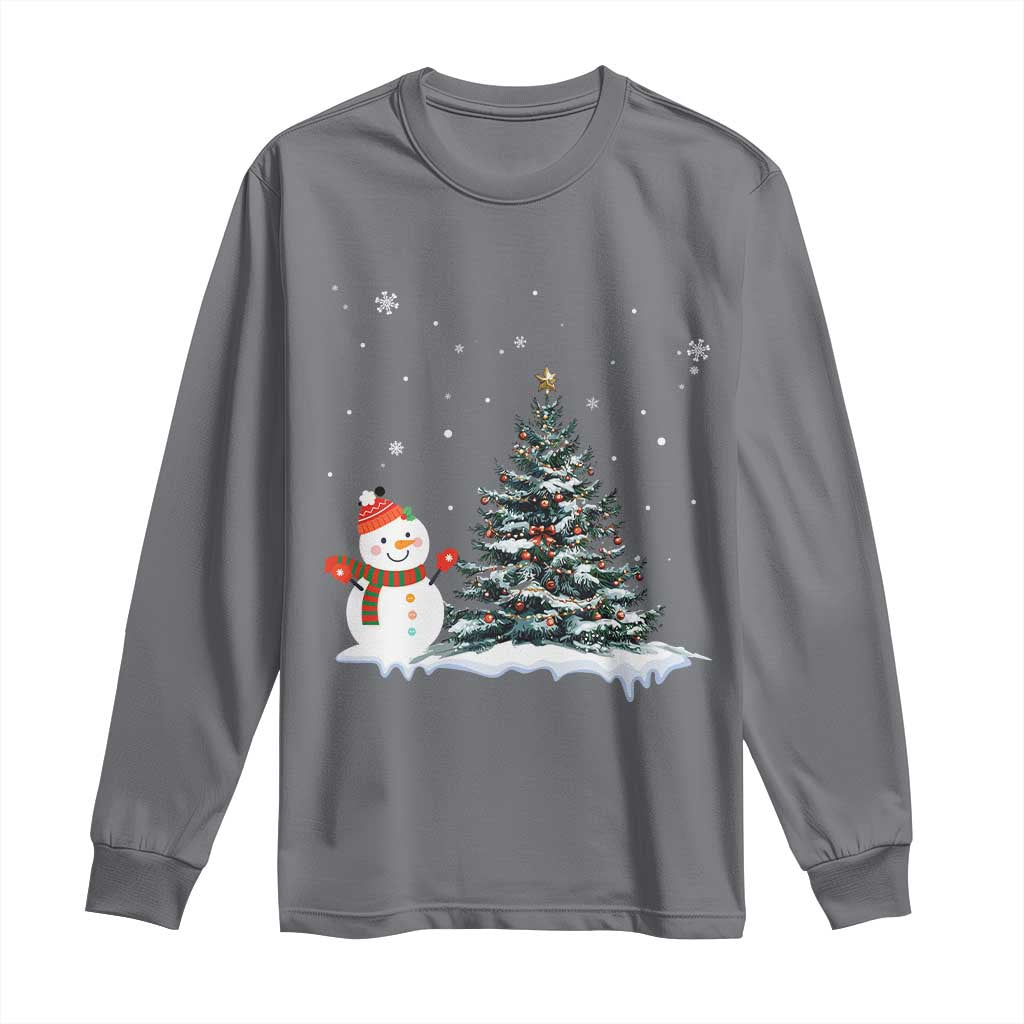 Christmas Snowman Long Sleeve Shirt Funny Snowmen With Christmas Tree TS12 Charcoal Print Your Wear