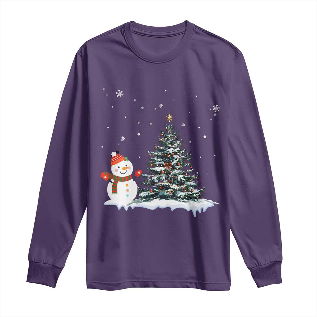 Christmas Snowman Long Sleeve Shirt Funny Snowmen With Christmas Tree TS12 Purple Print Your Wear