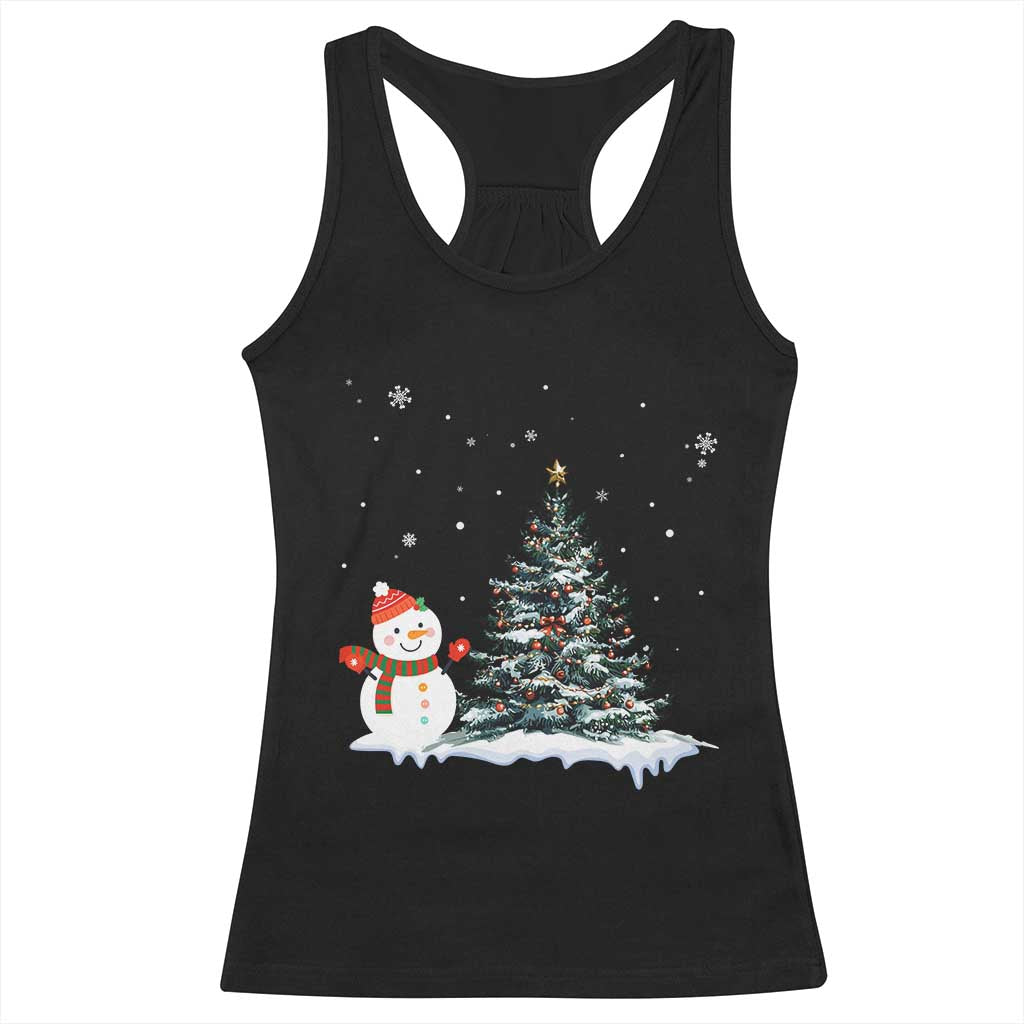 Christmas Snowman Racerback Tank Top Funny Snowmen With Christmas Tree TS12 Black Print Your Wear