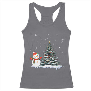 Christmas Snowman Racerback Tank Top Funny Snowmen With Christmas Tree TS12 Charcoal Print Your Wear