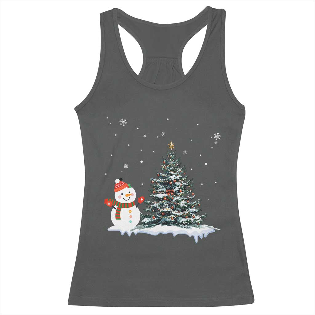 Christmas Snowman Racerback Tank Top Funny Snowmen With Christmas Tree TS12 Dark Heather Print Your Wear