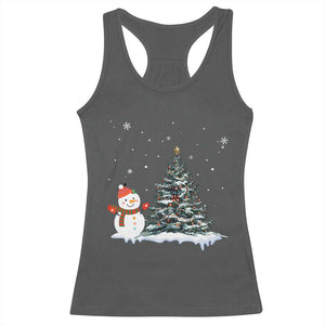 Christmas Snowman Racerback Tank Top Funny Snowmen With Christmas Tree TS12 Dark Heather Print Your Wear