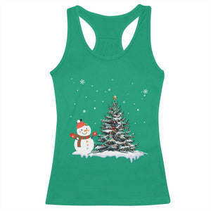 Christmas Snowman Racerback Tank Top Funny Snowmen With Christmas Tree TS12 Irish Green Print Your Wear