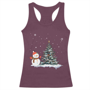 Christmas Snowman Racerback Tank Top Funny Snowmen With Christmas Tree TS12 Maroon Print Your Wear