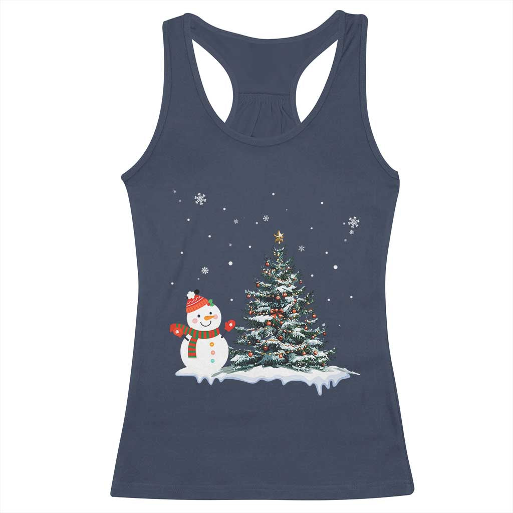 Christmas Snowman Racerback Tank Top Funny Snowmen With Christmas Tree TS12 Navy Print Your Wear