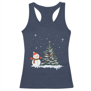 Christmas Snowman Racerback Tank Top Funny Snowmen With Christmas Tree TS12 Navy Print Your Wear