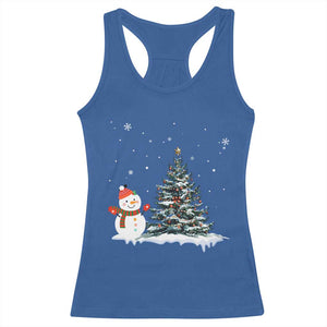 Christmas Snowman Racerback Tank Top Funny Snowmen With Christmas Tree TS12 Royal Blue Print Your Wear