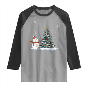 Christmas Snowman Raglan Shirt Funny Snowmen With Christmas Tree TS12 Sport Gray Black Print Your Wear