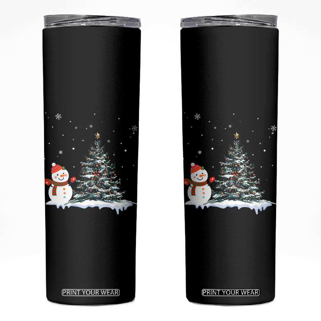 Christmas Snowman Skinny Tumbler Funny Snowmen With Christmas Tree TS12 Black Print Your Wear