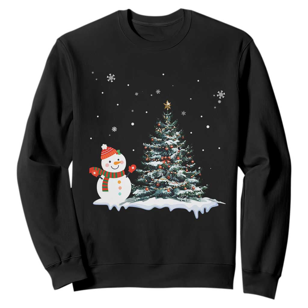 Christmas Snowman Sweatshirt Funny Snowmen With Christmas Tree TS12 Black Print Your Wear