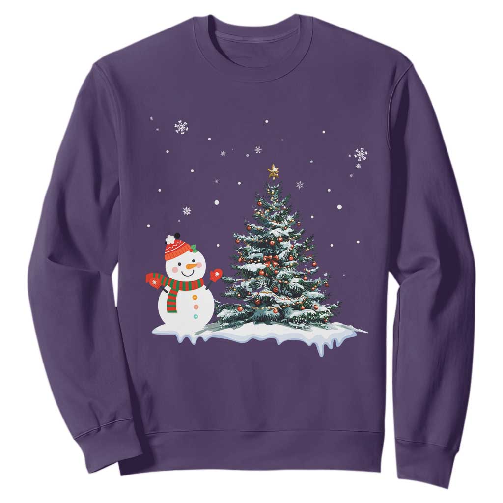Christmas Snowman Sweatshirt Funny Snowmen With Christmas Tree TS12 Purple Print Your Wear