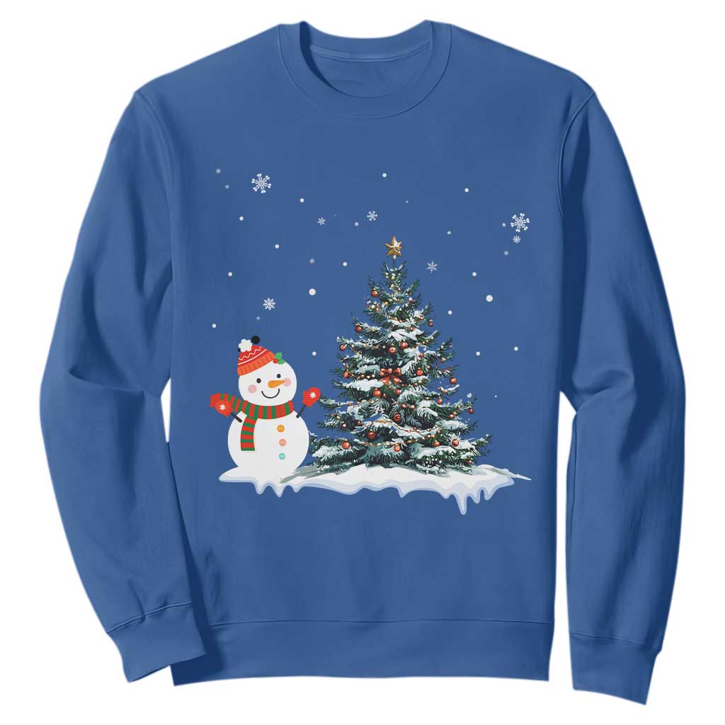 Christmas Snowman Sweatshirt Funny Snowmen With Christmas Tree TS12 Royal Blue Print Your Wear