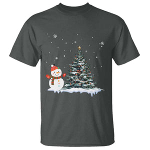 Christmas Snowman T Shirt Funny Snowmen With Christmas Tree TS12 Dark Heather Print Your Wear