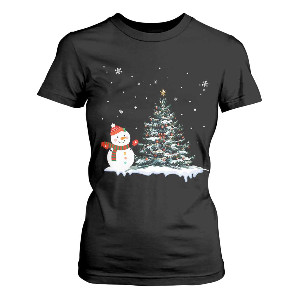 Christmas Snowman T Shirt For Women Funny Snowmen With Christmas Tree TS12 Black Print Your Wear