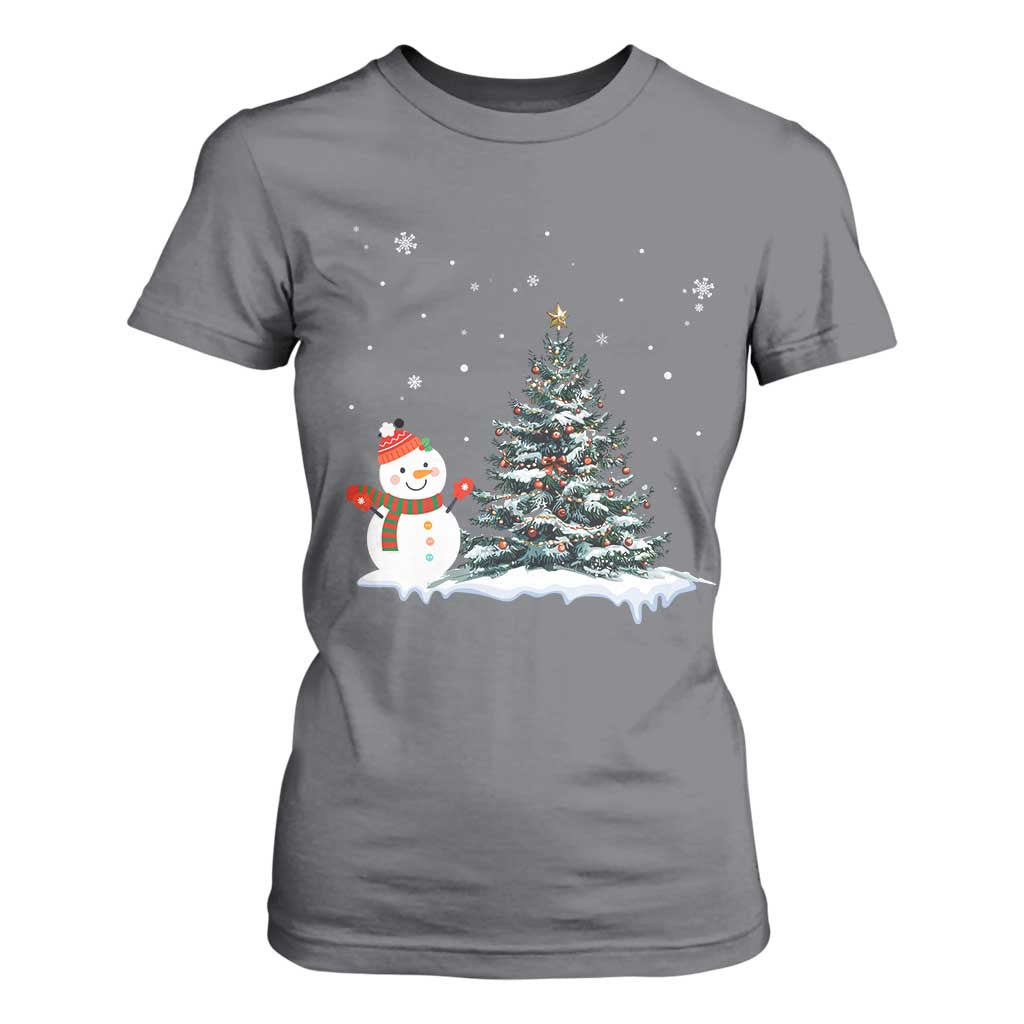 Christmas Snowman T Shirt For Women Funny Snowmen With Christmas Tree TS12 Charcoal Print Your Wear