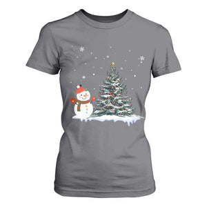 Christmas Snowman T Shirt For Women Funny Snowmen With Christmas Tree TS12 Charcoal Print Your Wear