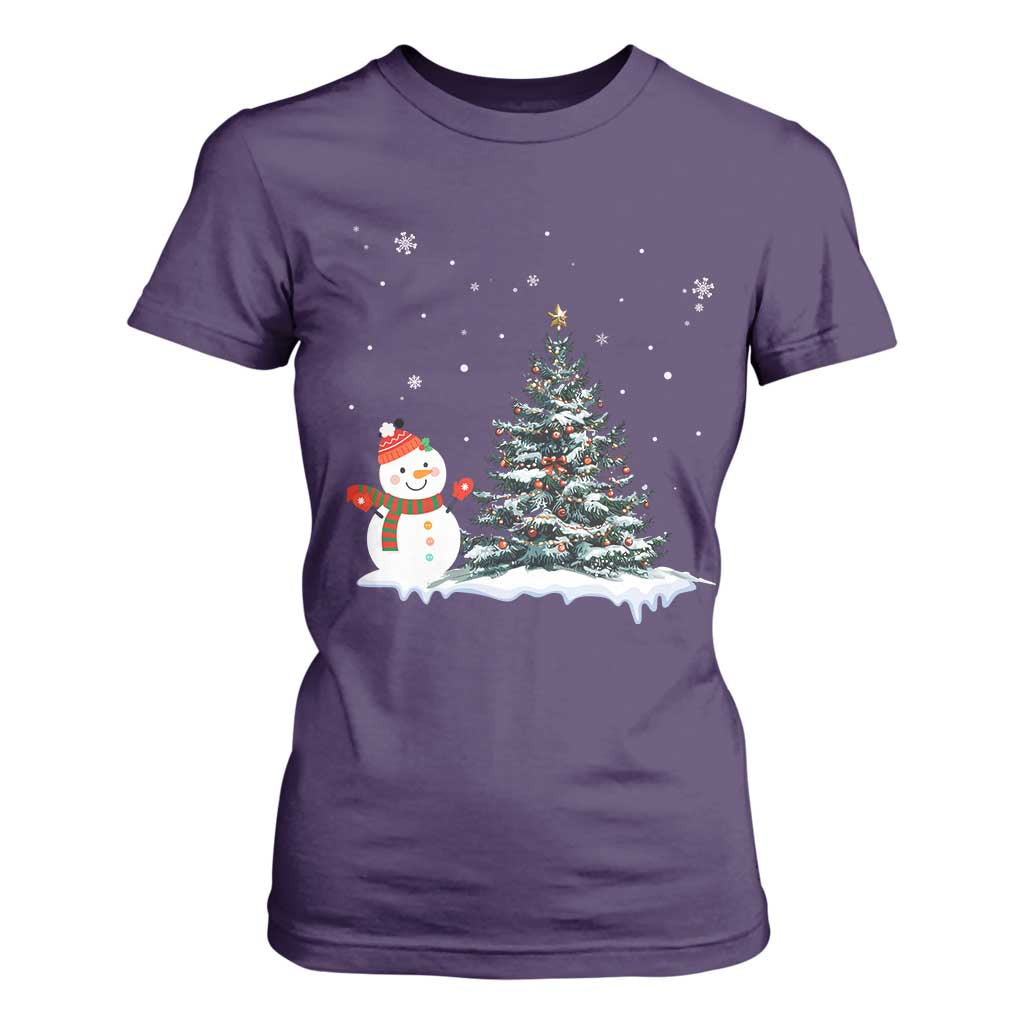 Christmas Snowman T Shirt For Women Funny Snowmen With Christmas Tree TS12 Purple Print Your Wear