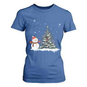 Christmas Snowman T Shirt For Women Funny Snowmen With Christmas Tree TS12 Royal Blue Print Your Wear