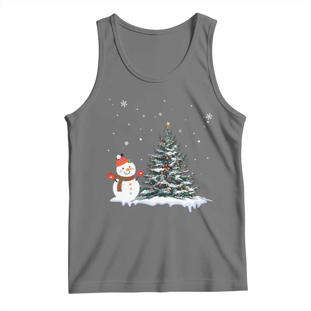 Christmas Snowman Tank Top Funny Snowmen With Christmas Tree TS12 Black Heather Print Your Wear