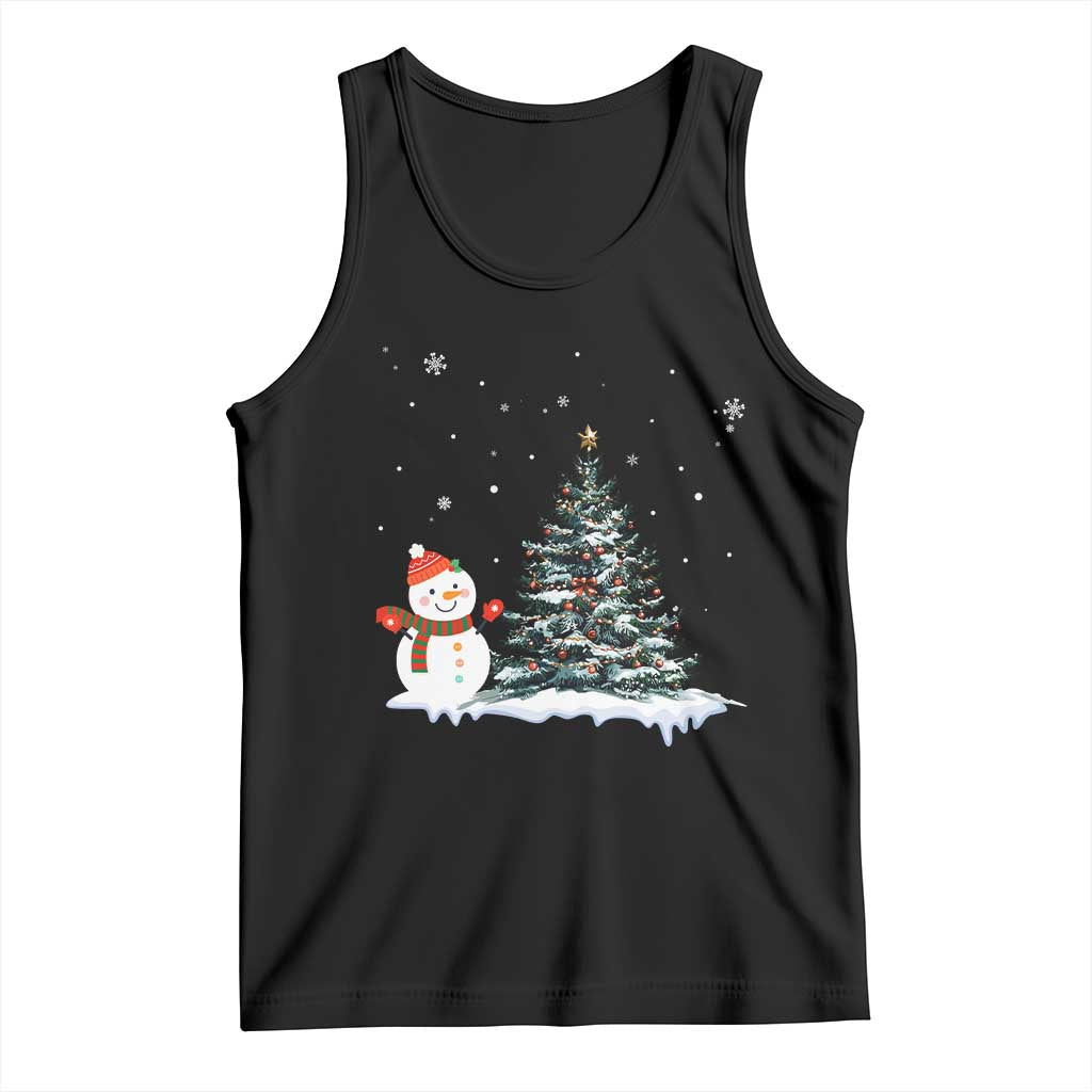 Christmas Snowman Tank Top Funny Snowmen With Christmas Tree TS12 Black Print Your Wear