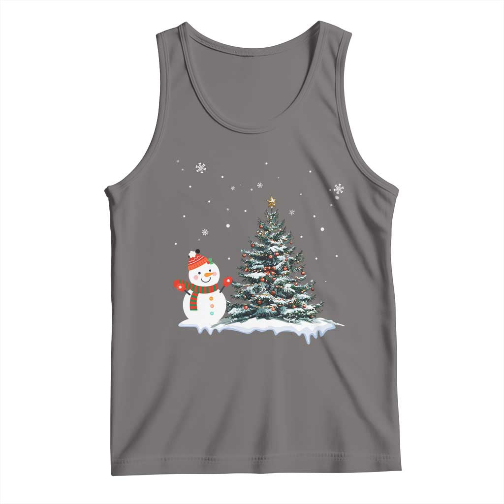 Christmas Snowman Tank Top Funny Snowmen With Christmas Tree TS12 Deep Heather Print Your Wear