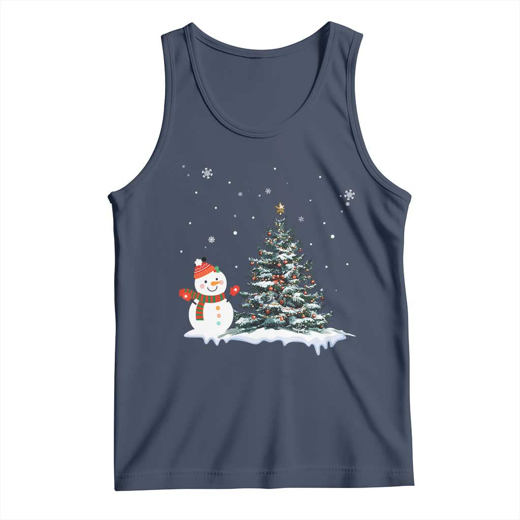 Christmas Snowman Tank Top Funny Snowmen With Christmas Tree TS12 Navy Print Your Wear