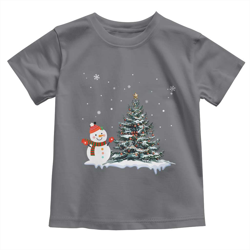 Christmas Snowman Toddler T Shirt Funny Snowmen With Christmas Tree TS12 Charcoal Print Your Wear