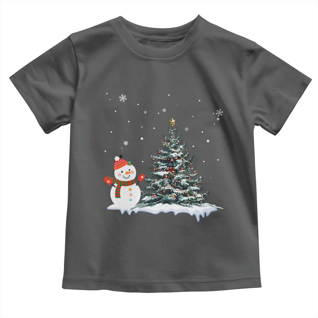 Christmas Snowman Toddler T Shirt Funny Snowmen With Christmas Tree TS12 Dark Heather Print Your Wear