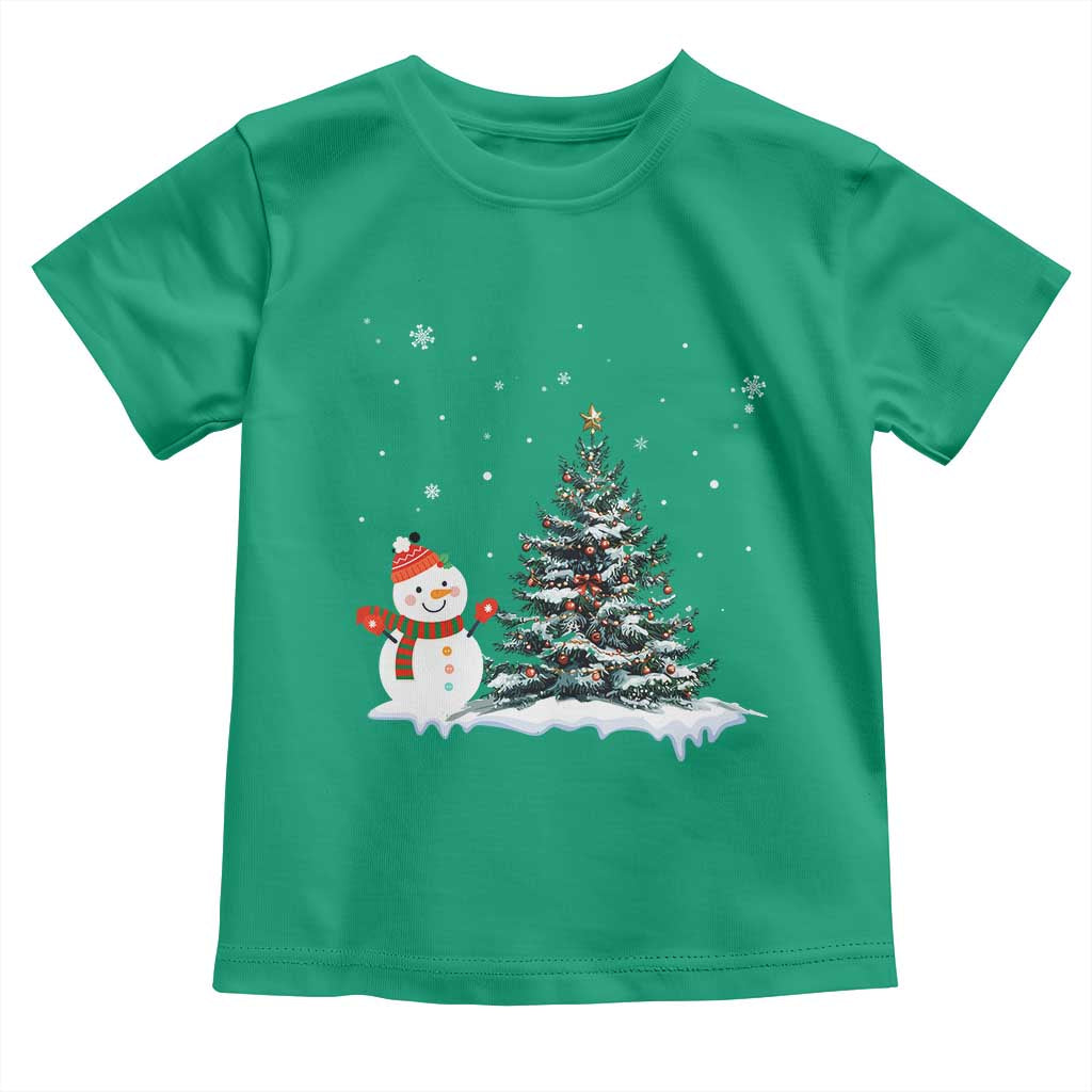 Christmas Snowman Toddler T Shirt Funny Snowmen With Christmas Tree TS12 Irish Green Print Your Wear