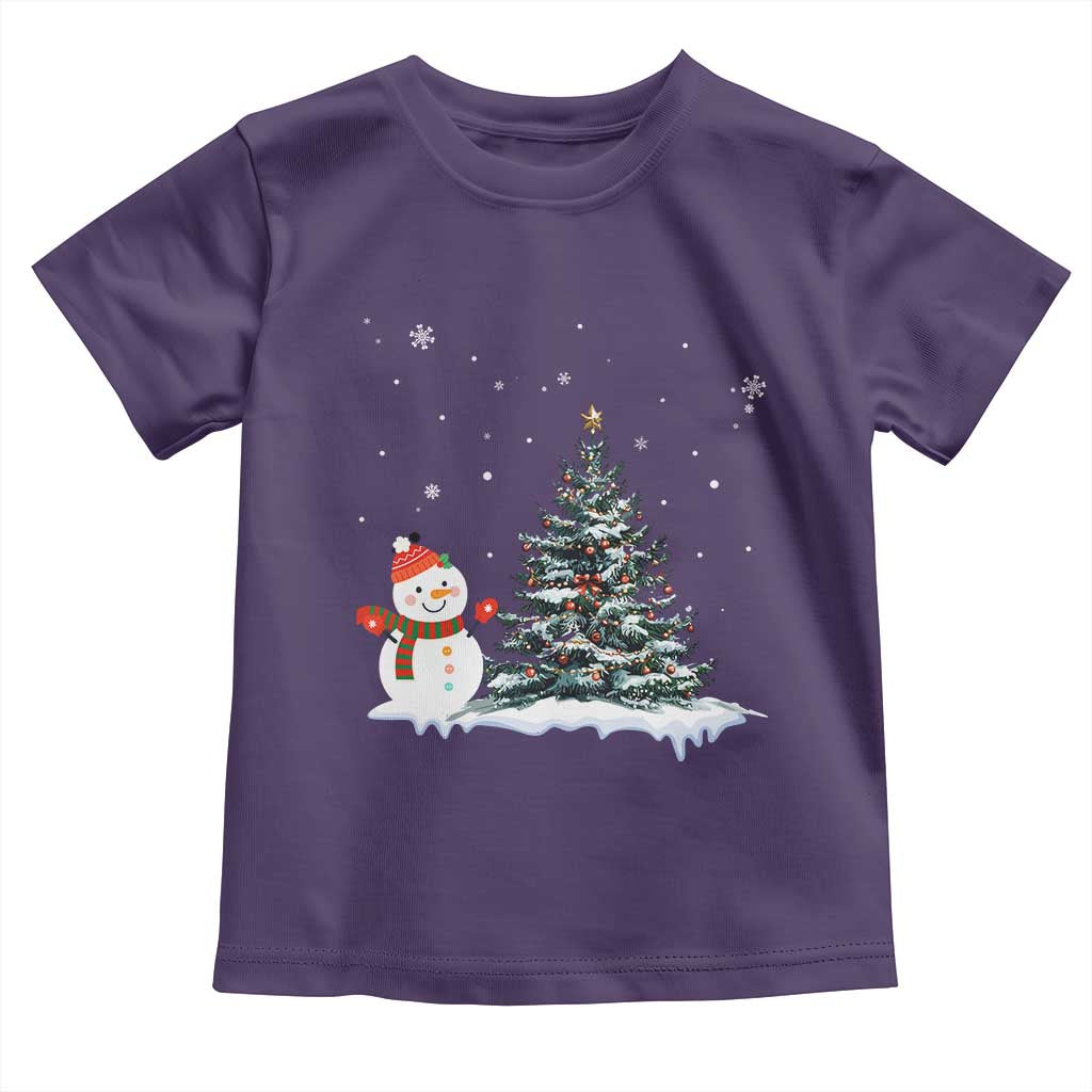 Christmas Snowman Toddler T Shirt Funny Snowmen With Christmas Tree TS12 Purple Print Your Wear