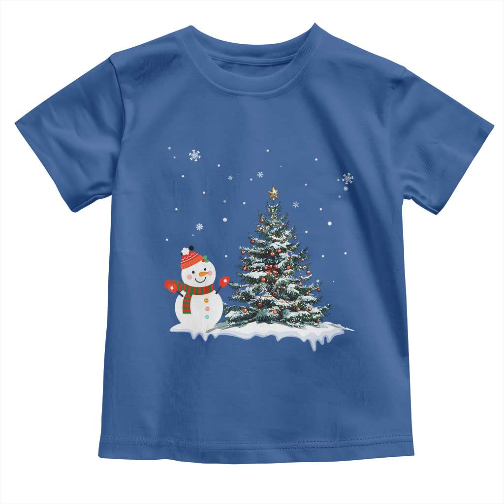Christmas Snowman Toddler T Shirt Funny Snowmen With Christmas Tree TS12 Royal Blue Print Your Wear