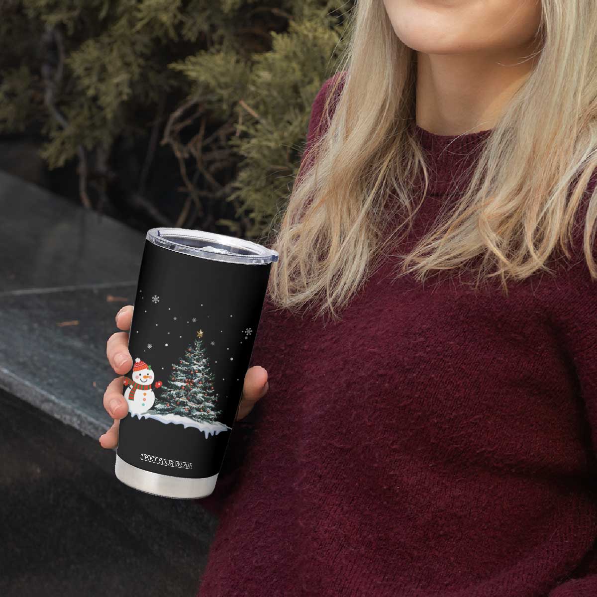 Christmas Snowman Tumbler Cup Funny Snowmen With Christmas Tree TS12 Print Your Wear