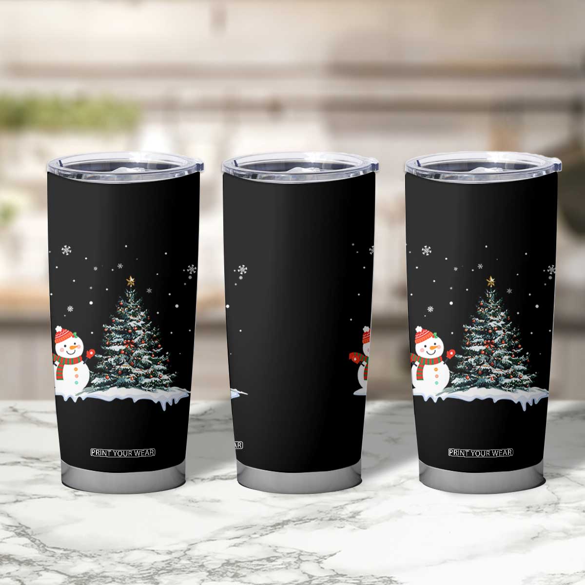 Christmas Snowman Tumbler Cup Funny Snowmen With Christmas Tree TS12 Print Your Wear