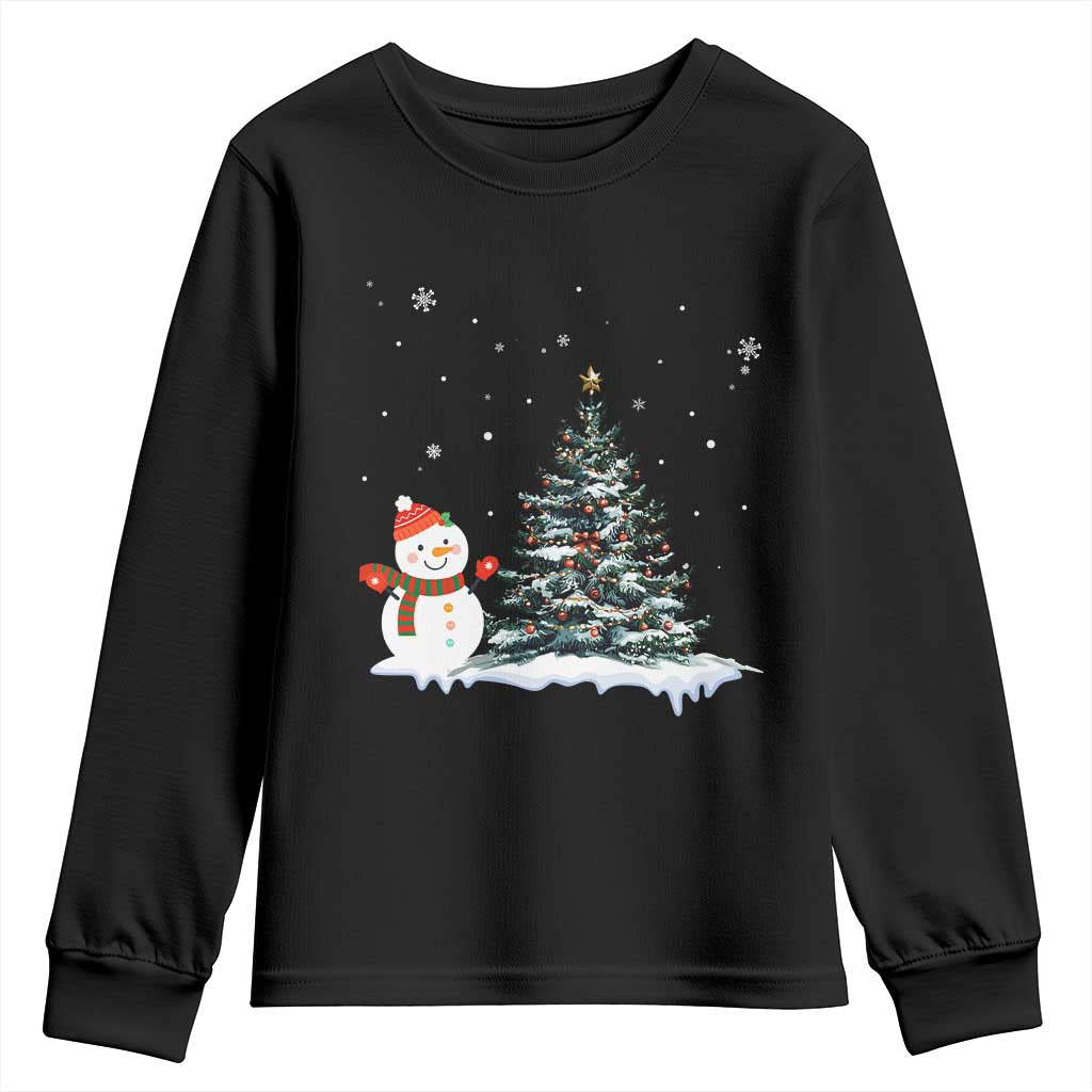 Christmas Snowman Youth Sweatshirt Funny Snowmen With Christmas Tree TS12 Black Print Your Wear