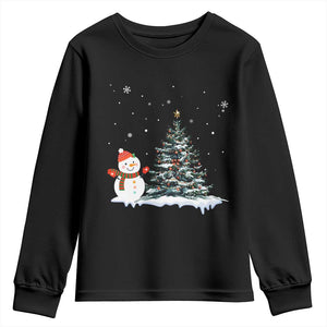 Christmas Snowman Youth Sweatshirt Funny Snowmen With Christmas Tree TS12 Black Print Your Wear