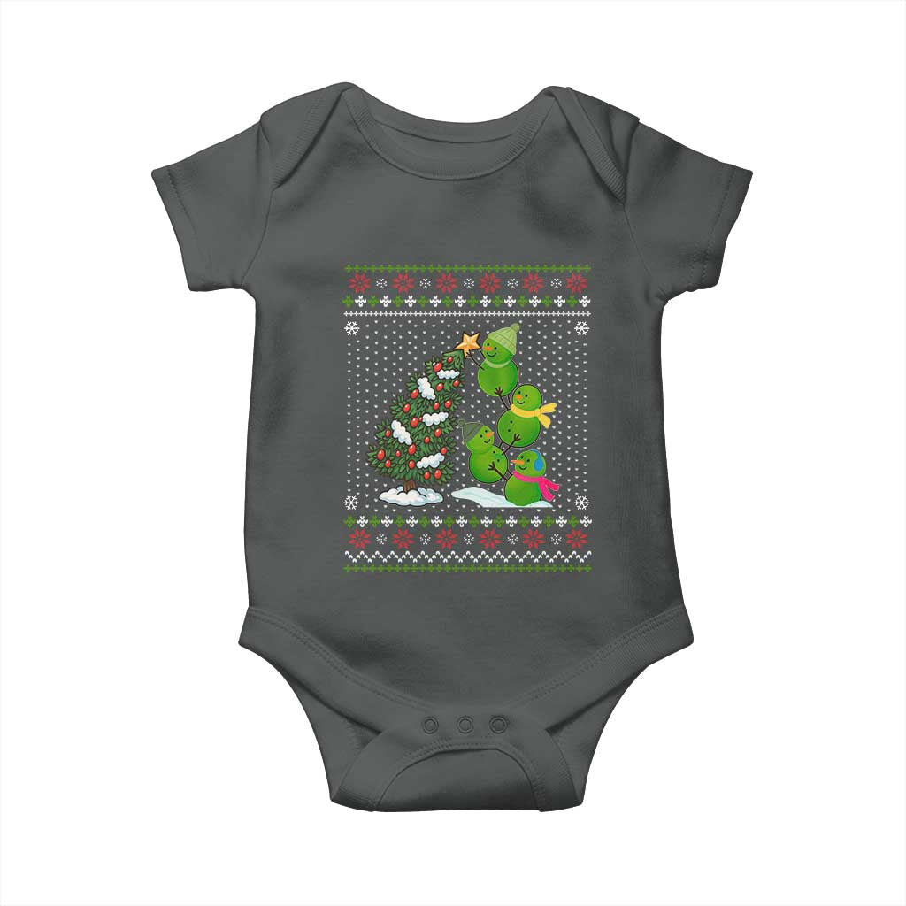 Christmas Snowman Squad Baby Onesie Funny Holiday Snowmen With Xmas Tree TS12 Dark Heather Print Your Wear