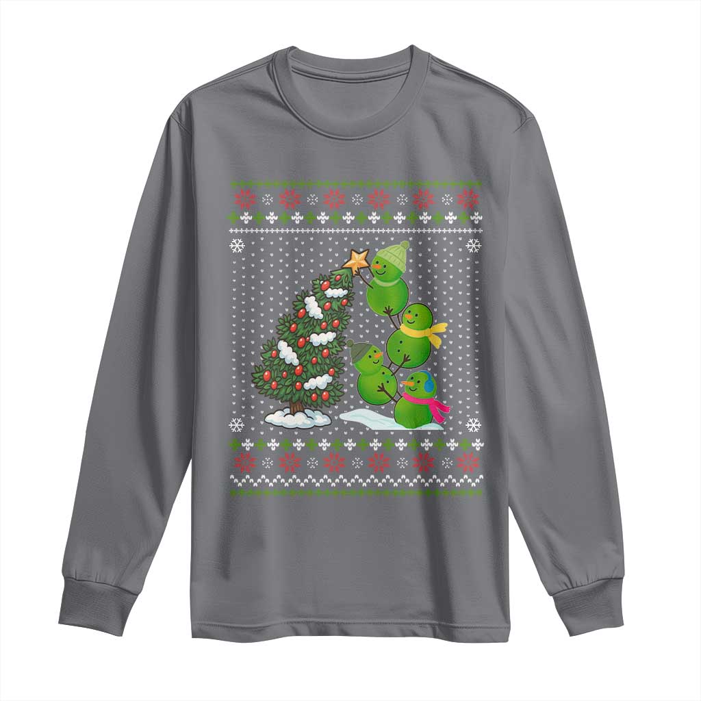 Christmas Snowman Squad Long Sleeve Shirt Funny Holiday Snowmen With Xmas Tree TS12 Charcoal Print Your Wear