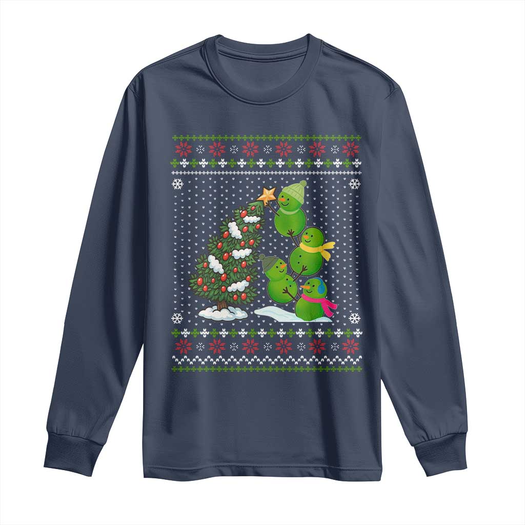 Christmas Snowman Squad Long Sleeve Shirt Funny Holiday Snowmen With Xmas Tree TS12 Navy Print Your Wear