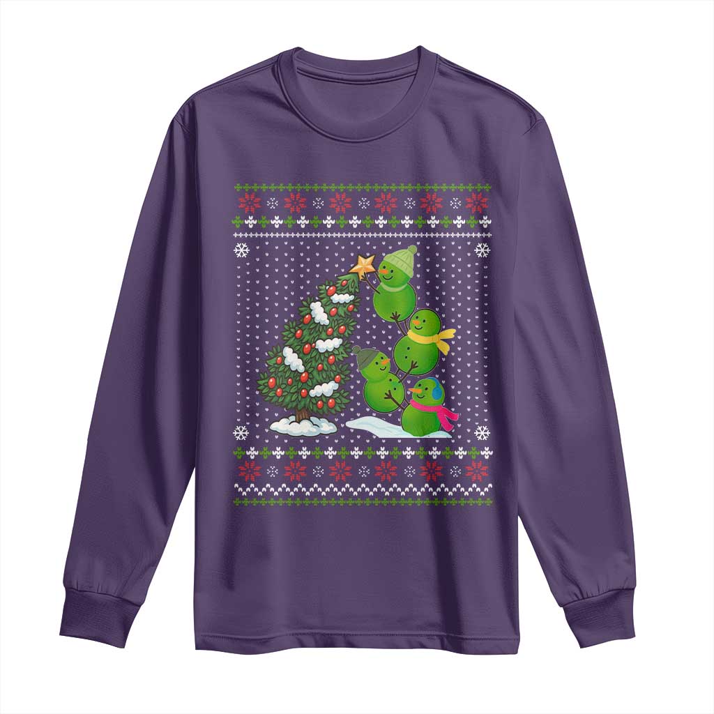 Christmas Snowman Squad Long Sleeve Shirt Funny Holiday Snowmen With Xmas Tree TS12 Purple Print Your Wear