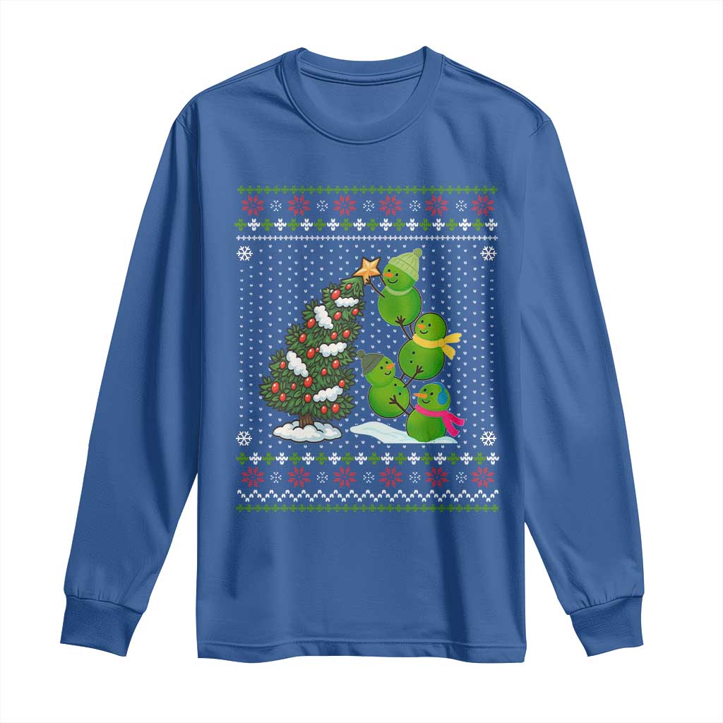 Christmas Snowman Squad Long Sleeve Shirt Funny Holiday Snowmen With Xmas Tree TS12 Royal Blue Print Your Wear