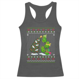Christmas Snowman Squad Racerback Tank Top Funny Holiday Snowmen With Xmas Tree TS12 Dark Heather Print Your Wear