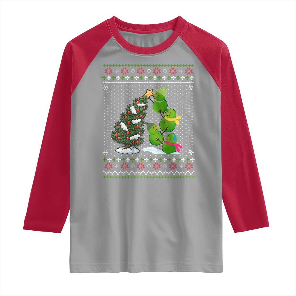 Christmas Snowman Squad Raglan Shirt Funny Holiday Snowmen With Xmas Tree TS12 Sport Gray Red Print Your Wear