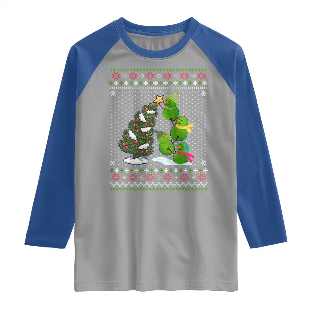 Christmas Snowman Squad Raglan Shirt Funny Holiday Snowmen With Xmas Tree TS12 Sport Gray Royal Print Your Wear